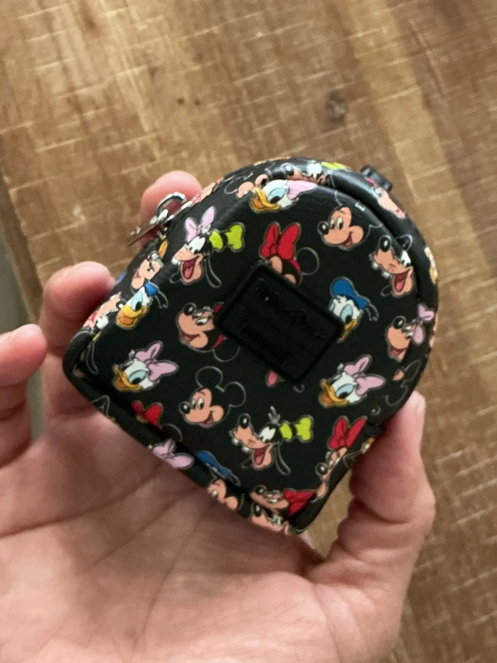 Loungefly Black Mini Coin Purse with Multicolor Disney Faces